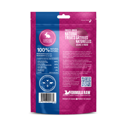 Gâteries au foie de lapin lyophilisées